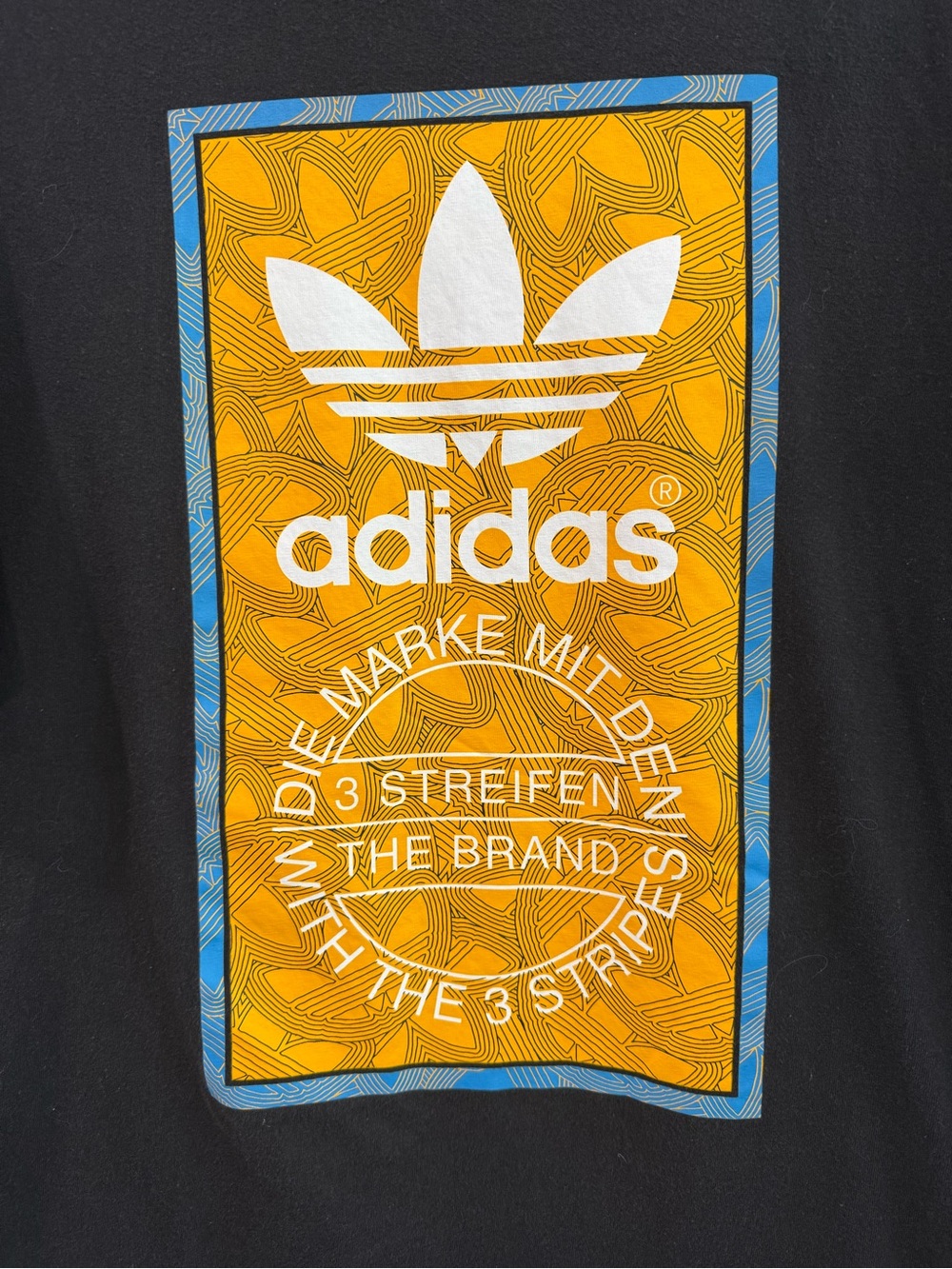 adidas Men’s Black Graphic Logo T-Shirt with Yellow Print - Picture 2 of 4
